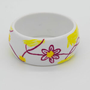 Bracciale Grande Bianco-Giallo Fiore Rosa