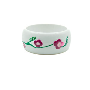 Bracciale Grande Bianco Fiori Rosa