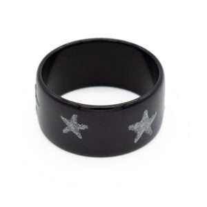 Bracciale Grande Nero Stelle Argento